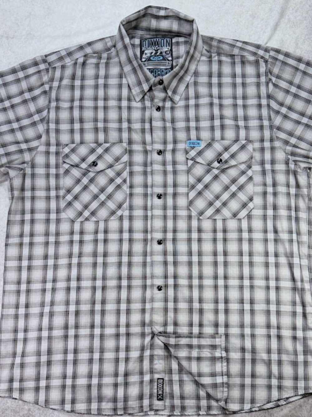 Dixxon Flannel Co Vagabond Gray Black Plaid Pearl Snap SS Bamboo Shirt 2XL SS